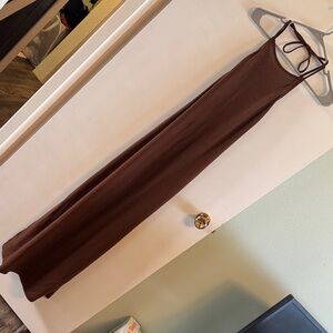 Brown Halter Maxi Dress